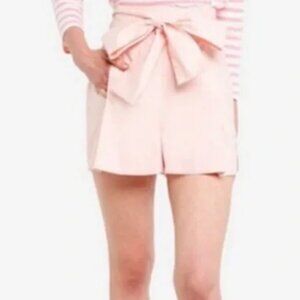 J. Crew Tie Waist Bow Pleated Shorts Pink Poplin Cotton Blush 0 Womens